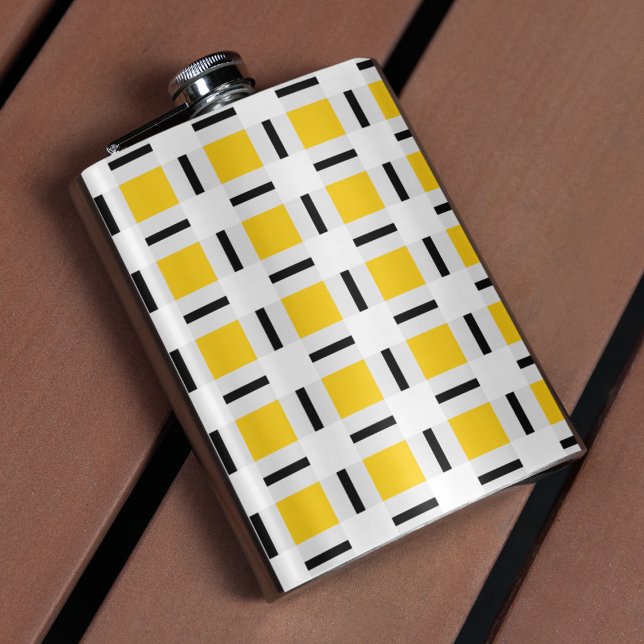 Yellow Plaid Pattern Hip Flask (FLASK)