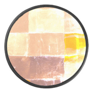 Yellow Plaid Peach Hockey Puck