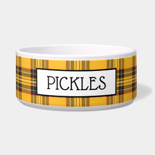 Yellow Plaid Pet Bowl