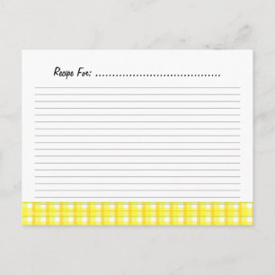 Yellow Plaid Recipe Card Template