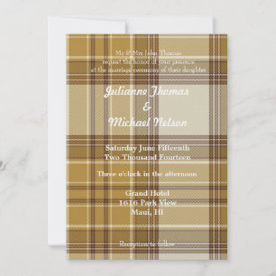 Yellow Plaid Stripes Chic Wedding Invitation