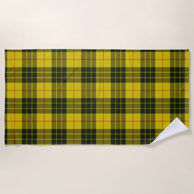 Yellow Plaid Tartan Beach Towel (Front)