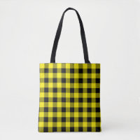 Yellow Plaid Tote Bag