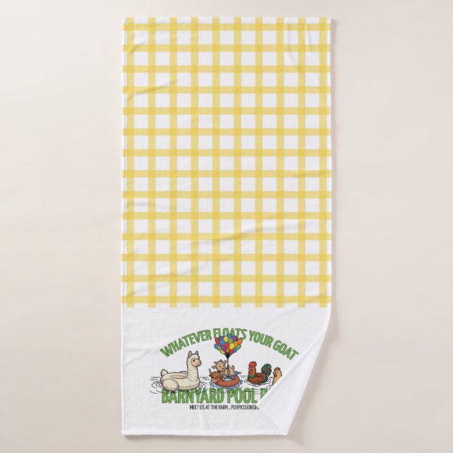 Yellow Plaid Whatever Floats Your Goat Towel (Bath Towel)