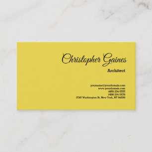 Yellow Plain Architect Classical Professional Business Card