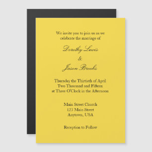 Yellow Plain Simple Magnetic Wedding Invitation