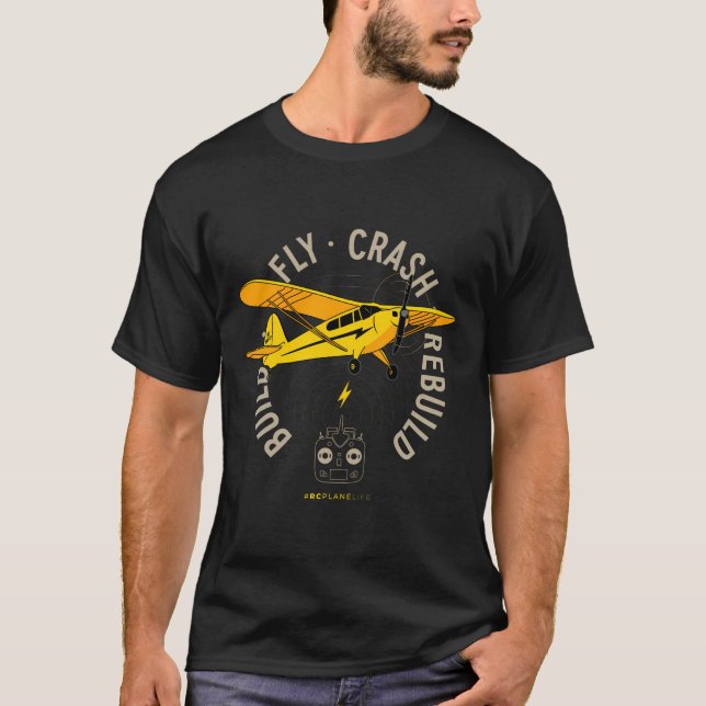 Yellow Plane Rc Plane Model Aircraft Build Fly Cra T-Shirt (Front)