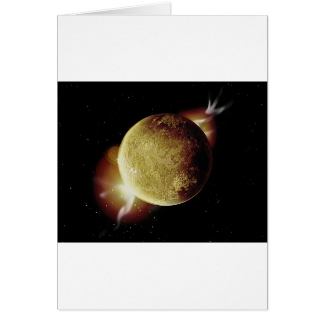 yellow planet 3d illustration in universe (Front)