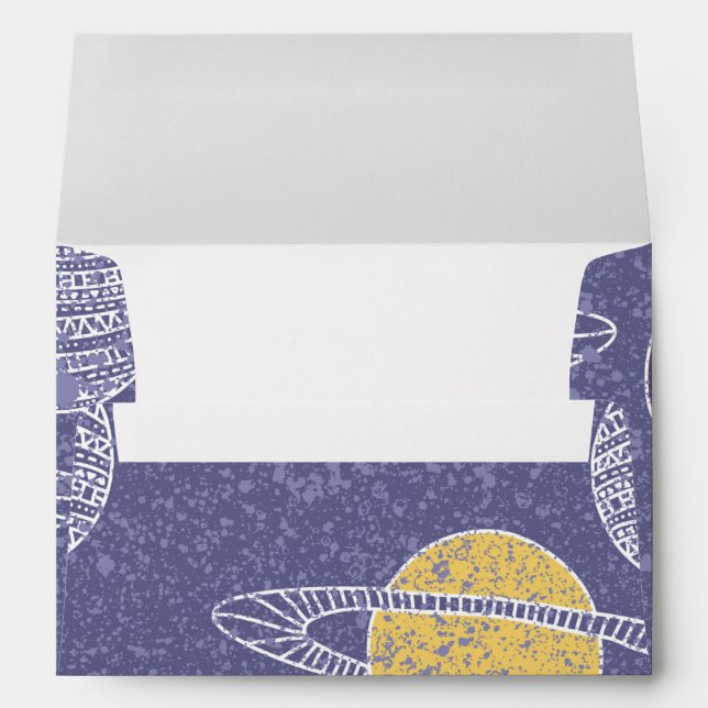 Yellow Planet Space Lover Blue Sky Astronomy Envelope (Back (Bottom))