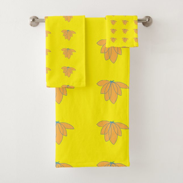 Yellow Plant Repeat Sunny    Bath Towel Set (Insitu)