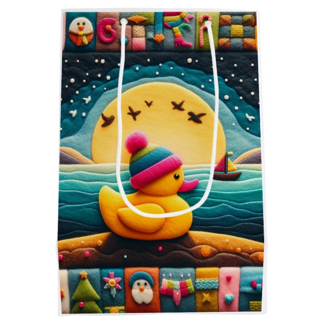 yellow Plastic duck  Medium Gift Bag (Back)