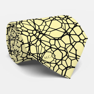 Yellow Playful Quirky Geometric Linnear Monogram Tie
