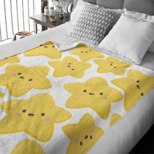Yellow playful star fleece blanket
