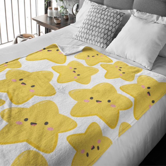 Yellow playful star  fleece blanket (Creator Uploaded)