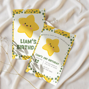Yellow Playful star Kids Birthday invitation Card