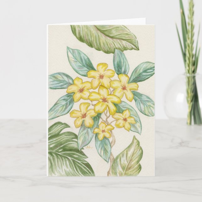 Yellow Plumeria blank card (Front)