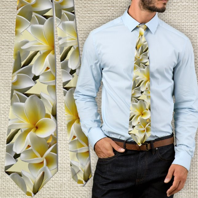 Yellow Plumeria Flowers Tropical Wedding Tie (Creator Uploaded)