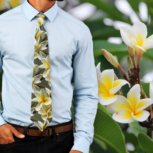 Yellow Plumeria Flowers Tropical Wedding Tie (Creator Uploaded)