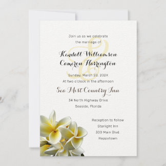 Yellow Plumeria Flowers Wedding Invitation