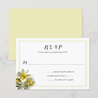 Yellow Plumeria Flowers Wedding RSVP Cards 