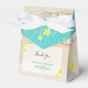 Yellow Plumeria Frangipani Tropical Beach Wedding Favour Box