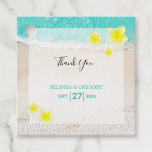Yellow Plumeria Frangipani Tropical Beach Wedding Favour Tags