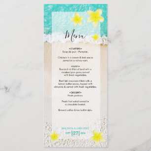 Yellow Plumeria Frangipani Tropical Beach Wedding Menu