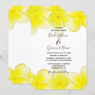 Yellow Plumeria Frangipani Wedding Invitations