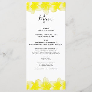 Yellow Plumeria Frangipani Wedding  Menu