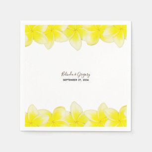 Yellow Plumeria Frangipani Wedding  Napkin