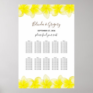 Yellow Plumeria Frangipani Wedding Seating Chart