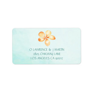 Yellow Plumeria Island Watercolor Label