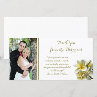 Yellow Plumeria Photo Wedding Thank You Card