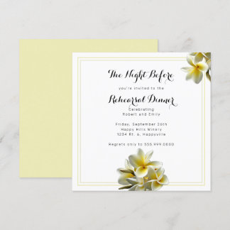 Yellow Plumeria Rehearsal Dinner Square Invitation