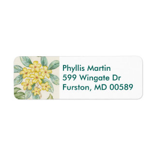 Yellow Plumeria return address label