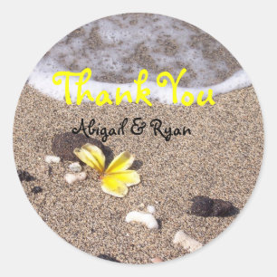 Yellow Plumeria Thank You Classic Round Sticker