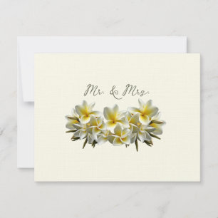 Yellow Plumeria Wedding Mr. and Mrs. Blank Card