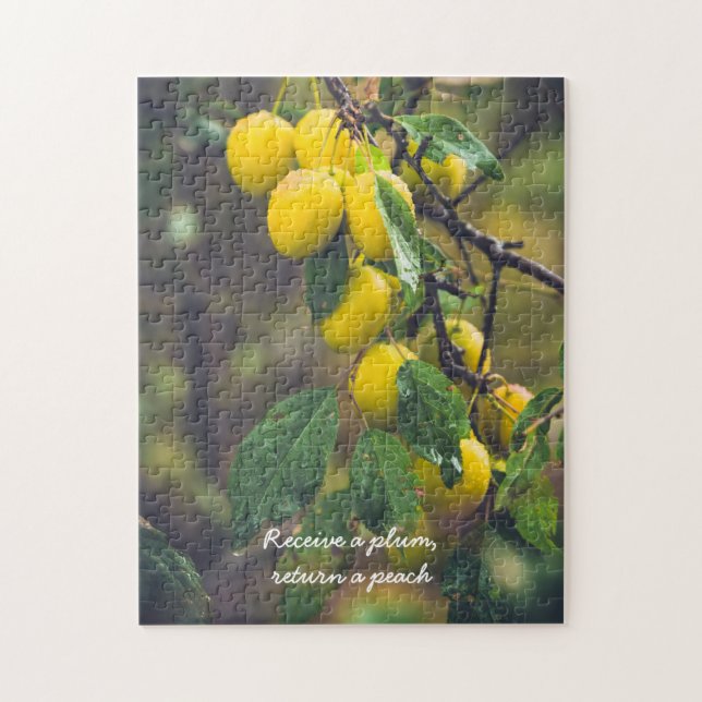Yellow plums after rain jigsaw puzzle (Vertical)