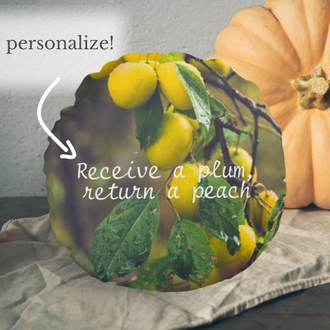 Yellow plums after rain round cushion (Creator Uploaded)