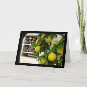 Yellow Plums Rustic Wood Card