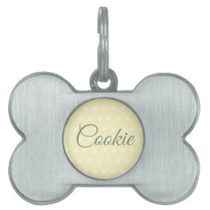Yellow Poka Dots Pet ID Tag
