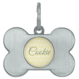 Yellow Poka Dots Pet ID Tag