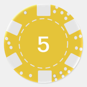Yellow Poker Chip Classic Round Sticker