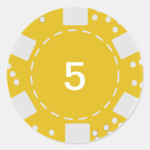 Yellow Poker Chip Classic Round Sticker