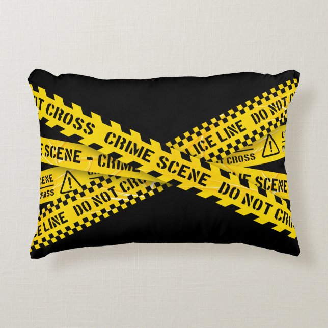 Yellow police tapes decorative cushion (Front)