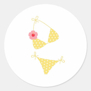 Yellow Polka Dot Bikini Classic Round Sticker