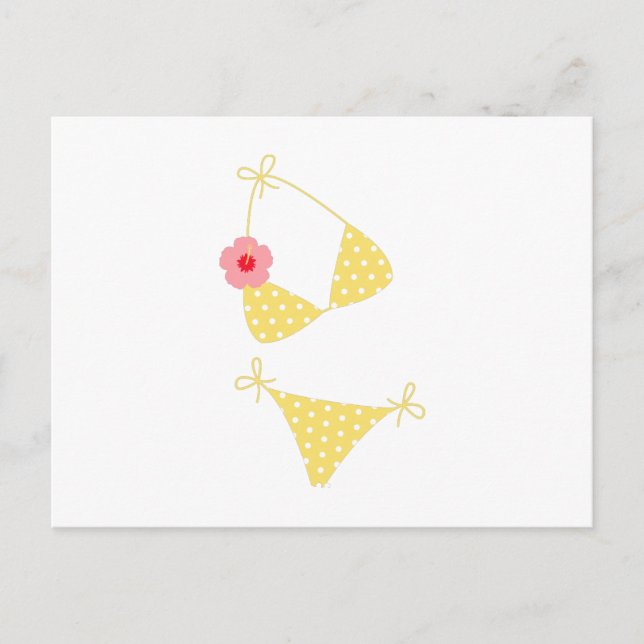 Yellow Polka Dot Bikini Postcard (Front)