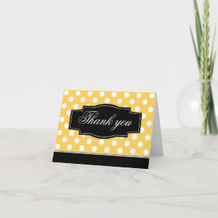 Yellow Polka Dot Black Frame Thank You card