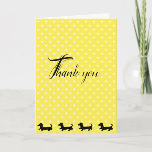 Yellow Polka Dot Dachshund Thank You Card