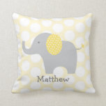 Yellow Polka Dot Elephant Nursery Cushion<br><div class="desc">This sweet design features our cute elephants with polka dot accents in yellow and grey,  perfect for a gender neutral nursery.</div>